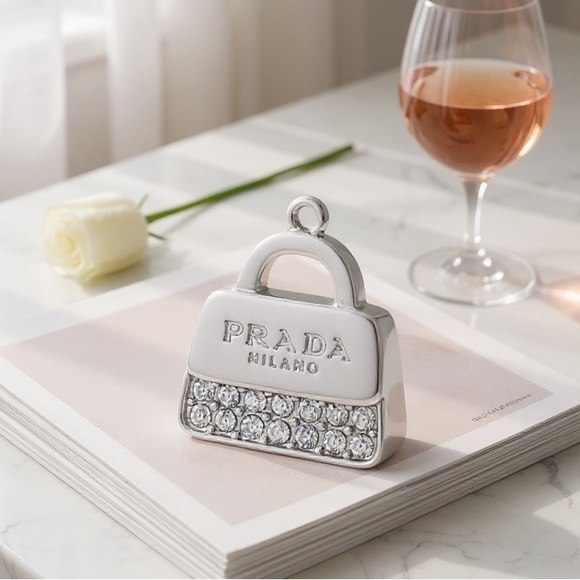 PRADA AUTHENTIC Silver Pendant Charm NEW - Picture 8 of 14